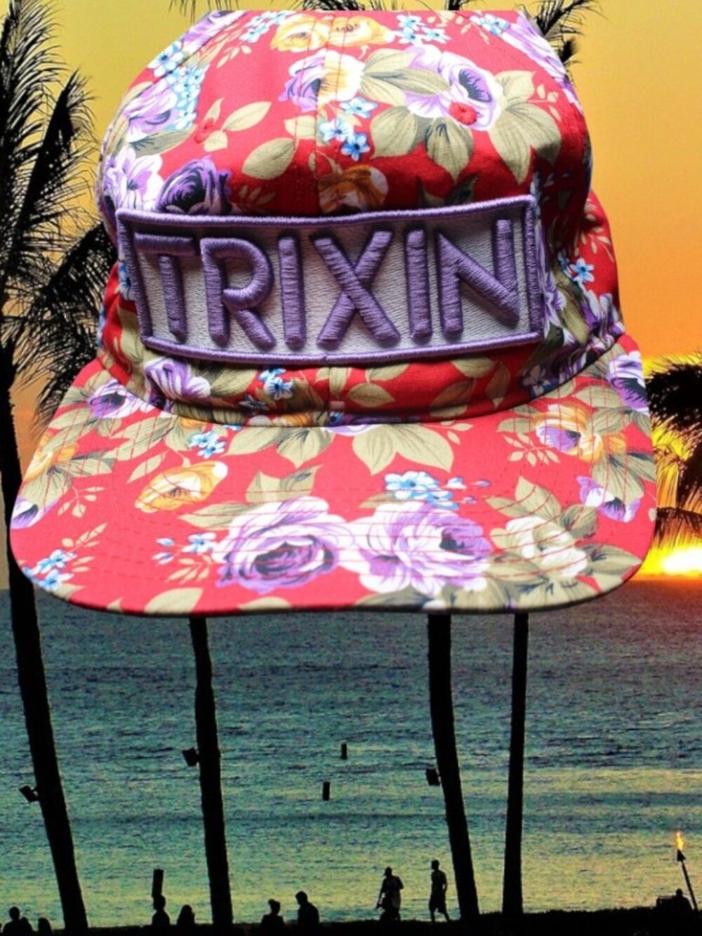 Trixin Snapback Hat Adult Hawaii Beach Floral 3D Raised Sewn Letters Flowers